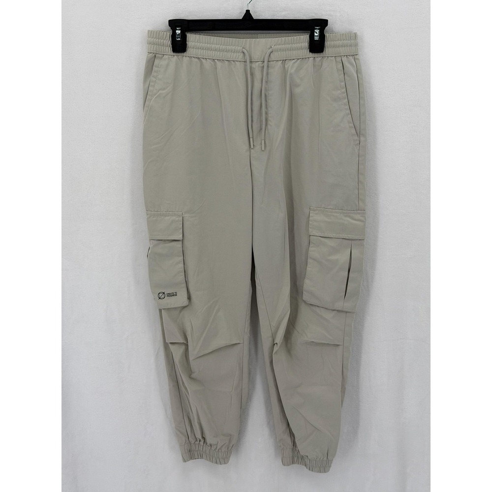 Zara Pants Mens Medium Beige‎ Cargo Joggers Elastic Waist Create To Progress